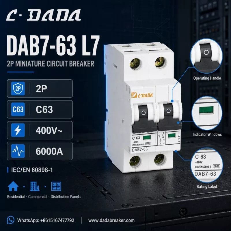 DAB7-63 L7 2P MCB - Jasná, kompaktná ochrana pre rozvodné panely